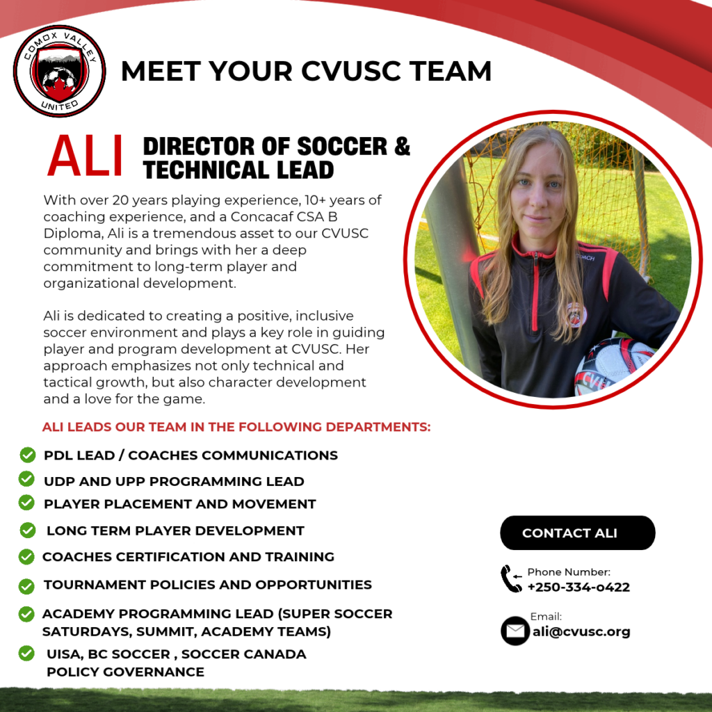 Ali, Director of Soccer and Technical Lead