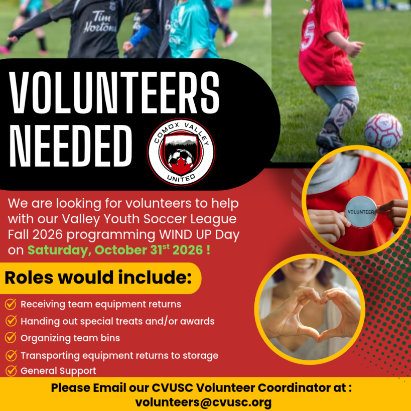 Volunteer Needed Fall VYSL Wind Up 2026